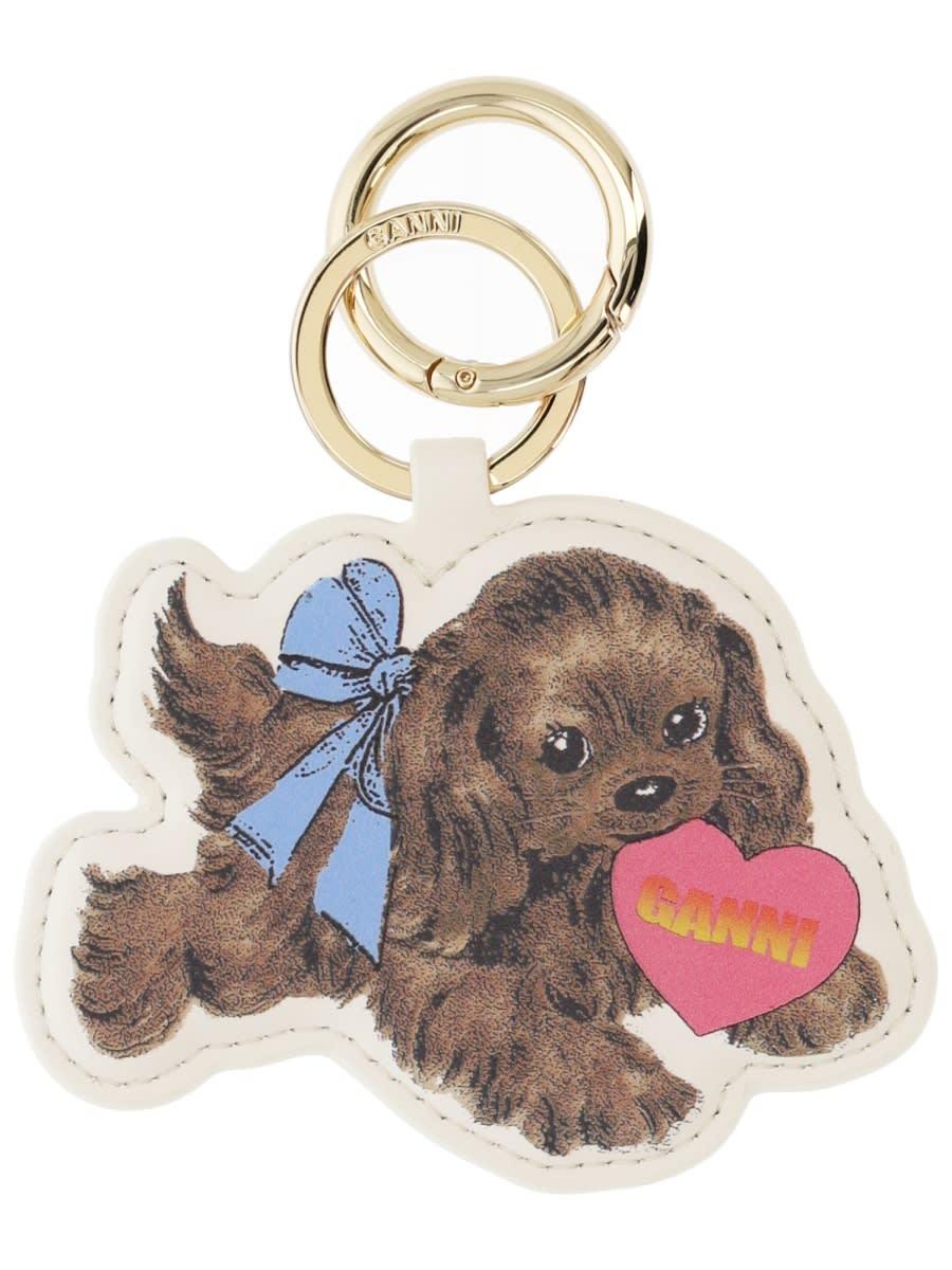 ganni keychain with puppy