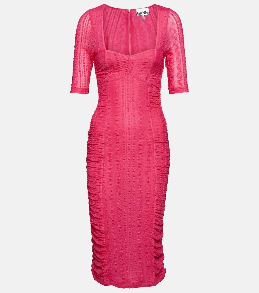 ganni lace midi dress