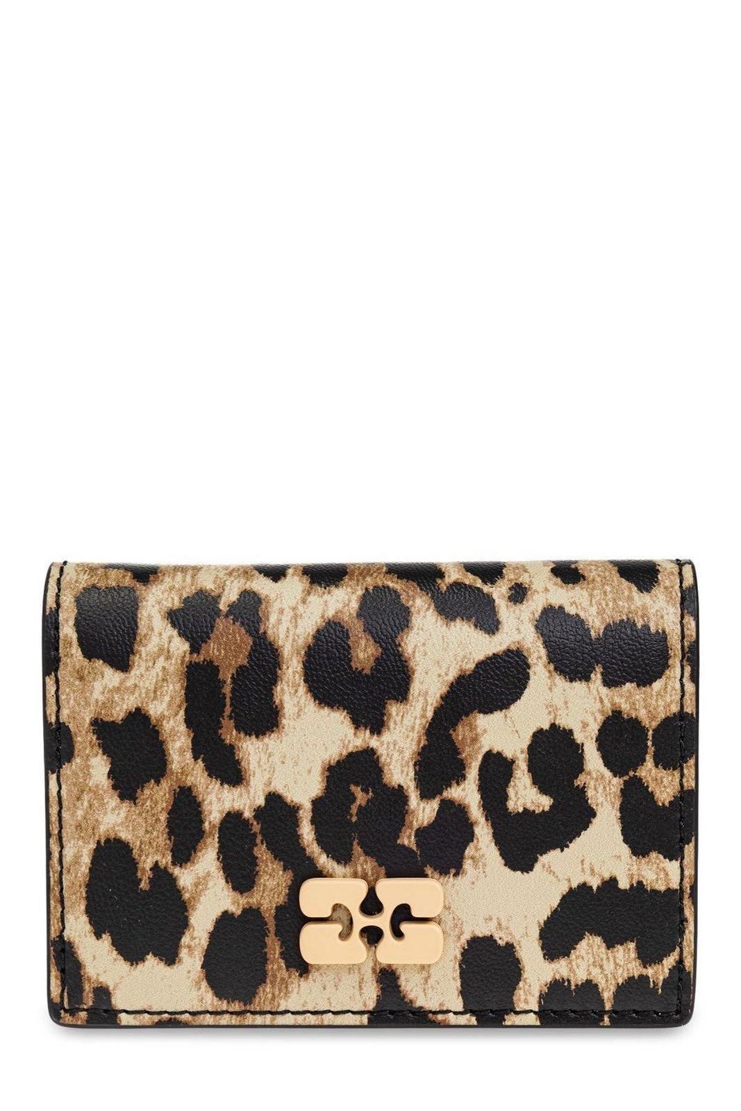 ganni leopard bou card holder