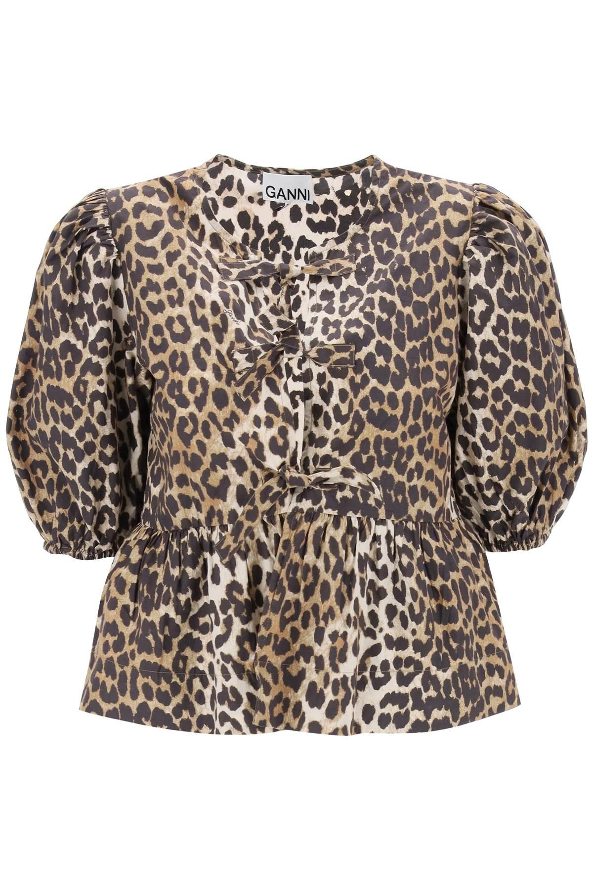 ganni leopard print peplum blouse