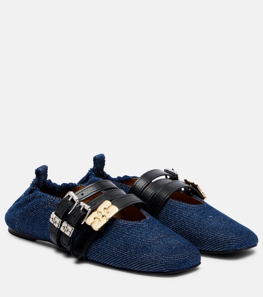 ganni logo ballet flats