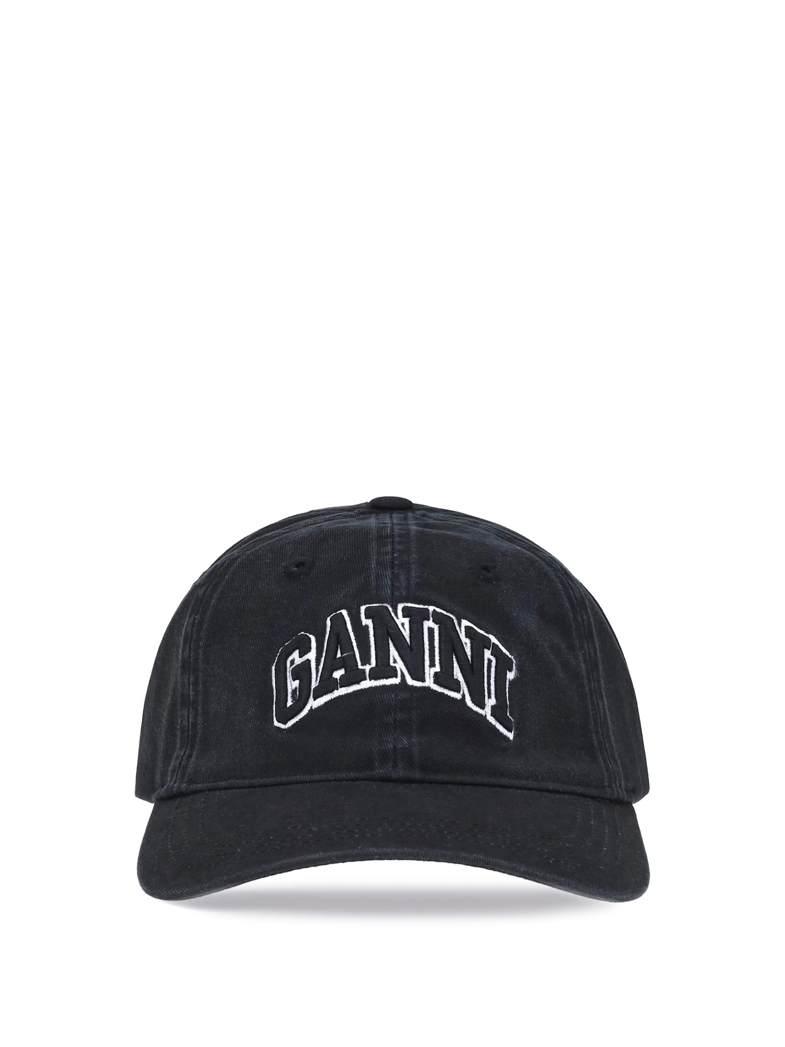 ganni logo baseball cap
