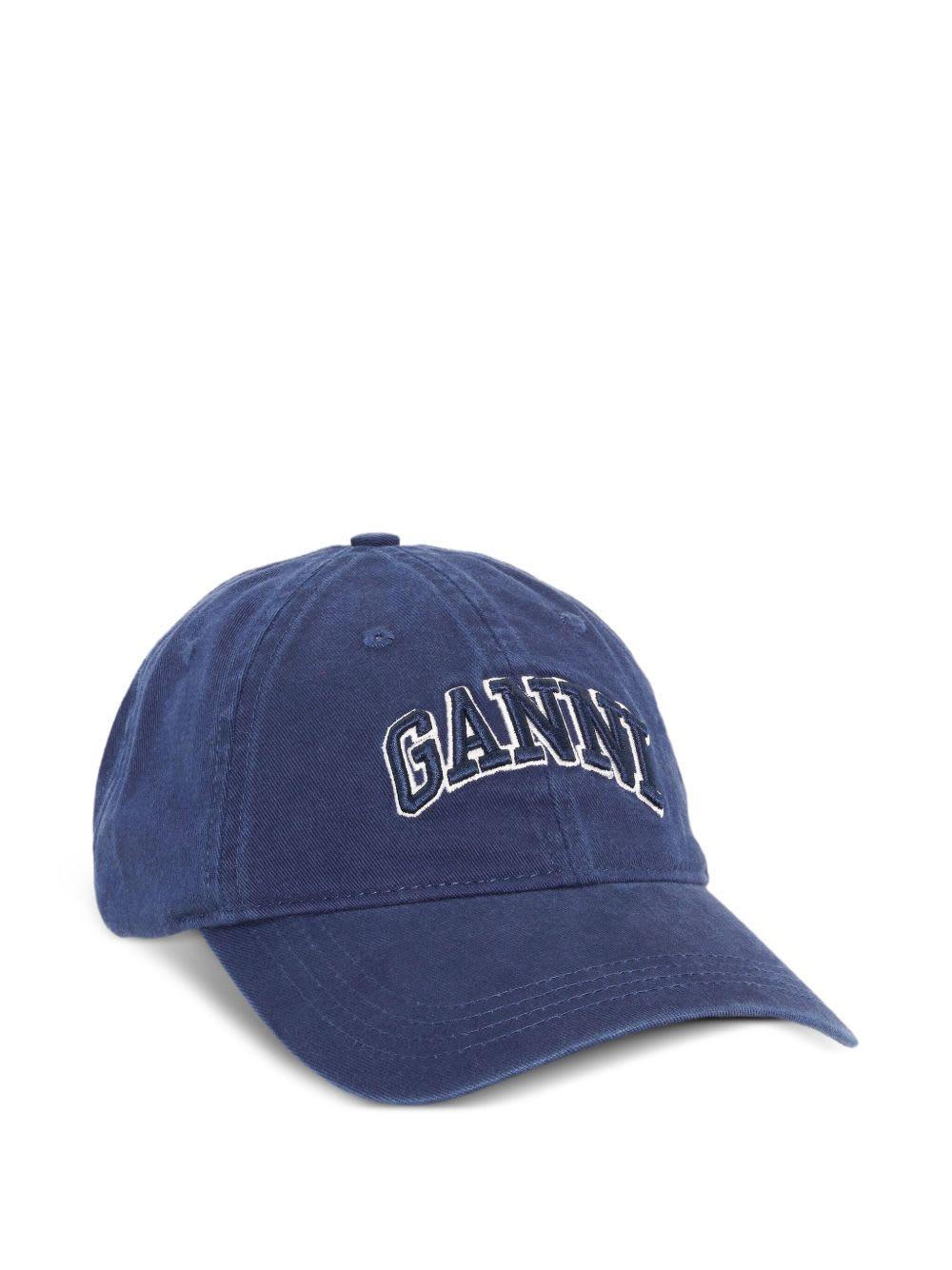 ganni logo cotton baseball cap