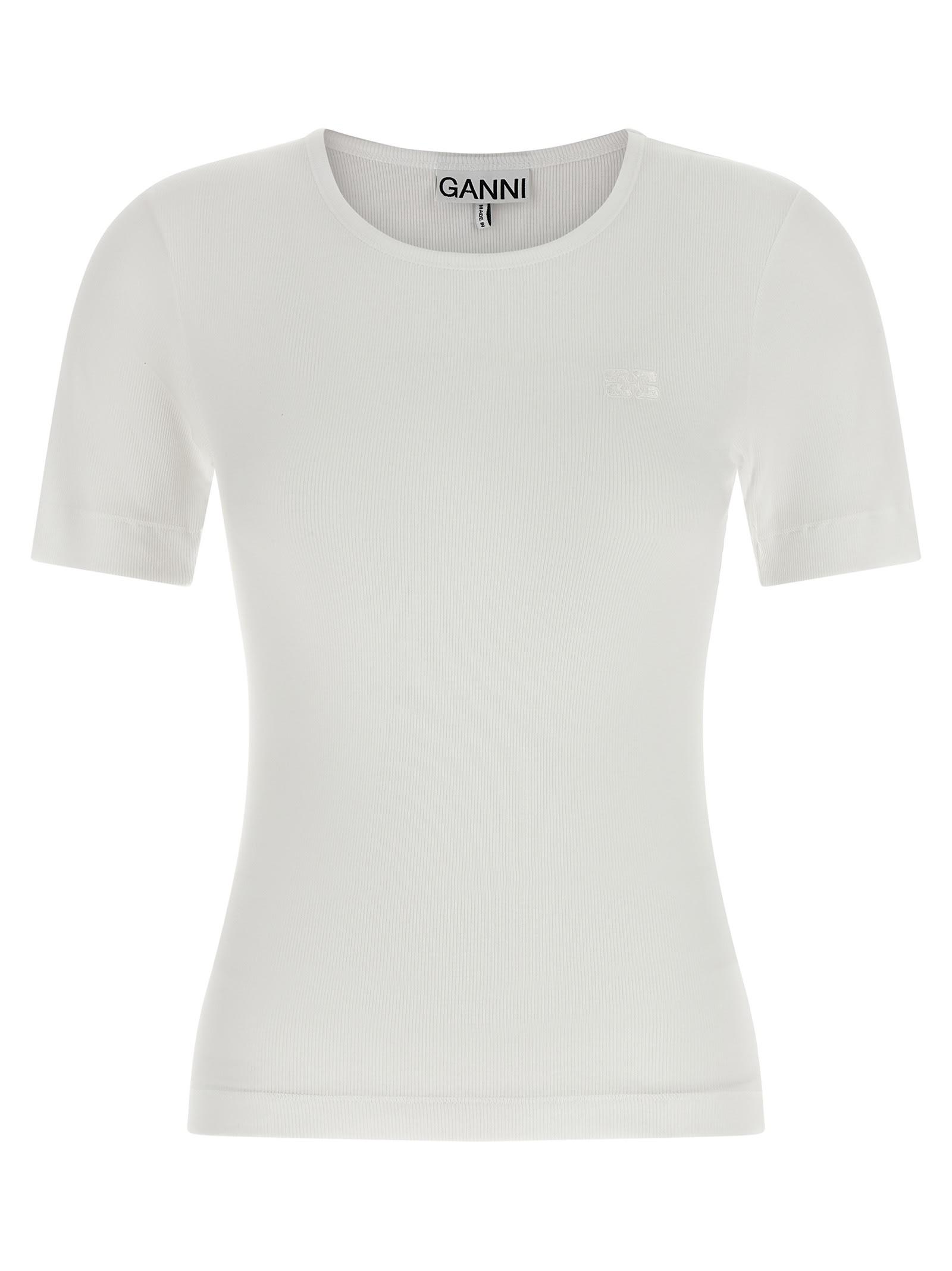 ganni logo embroidery t-shirt