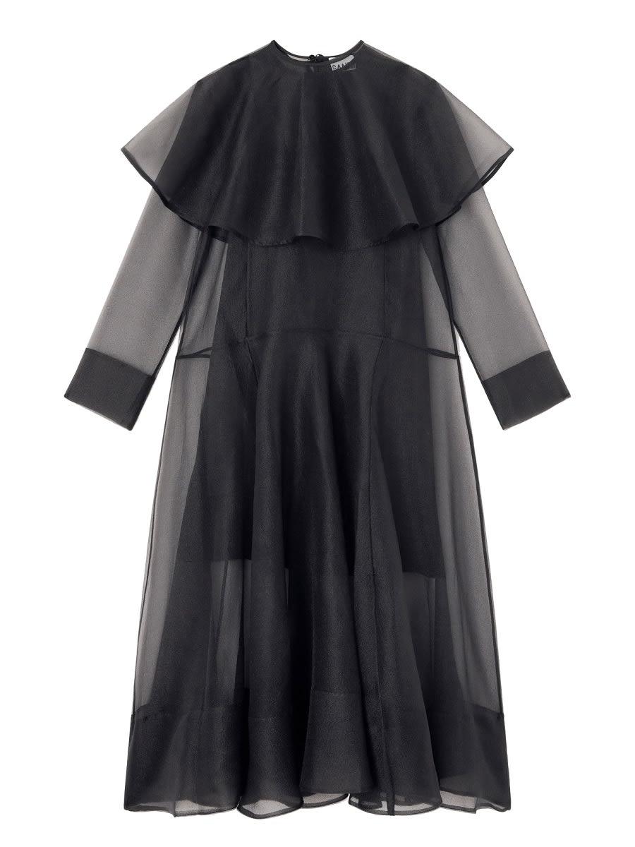 ganni long dress with hoop collar