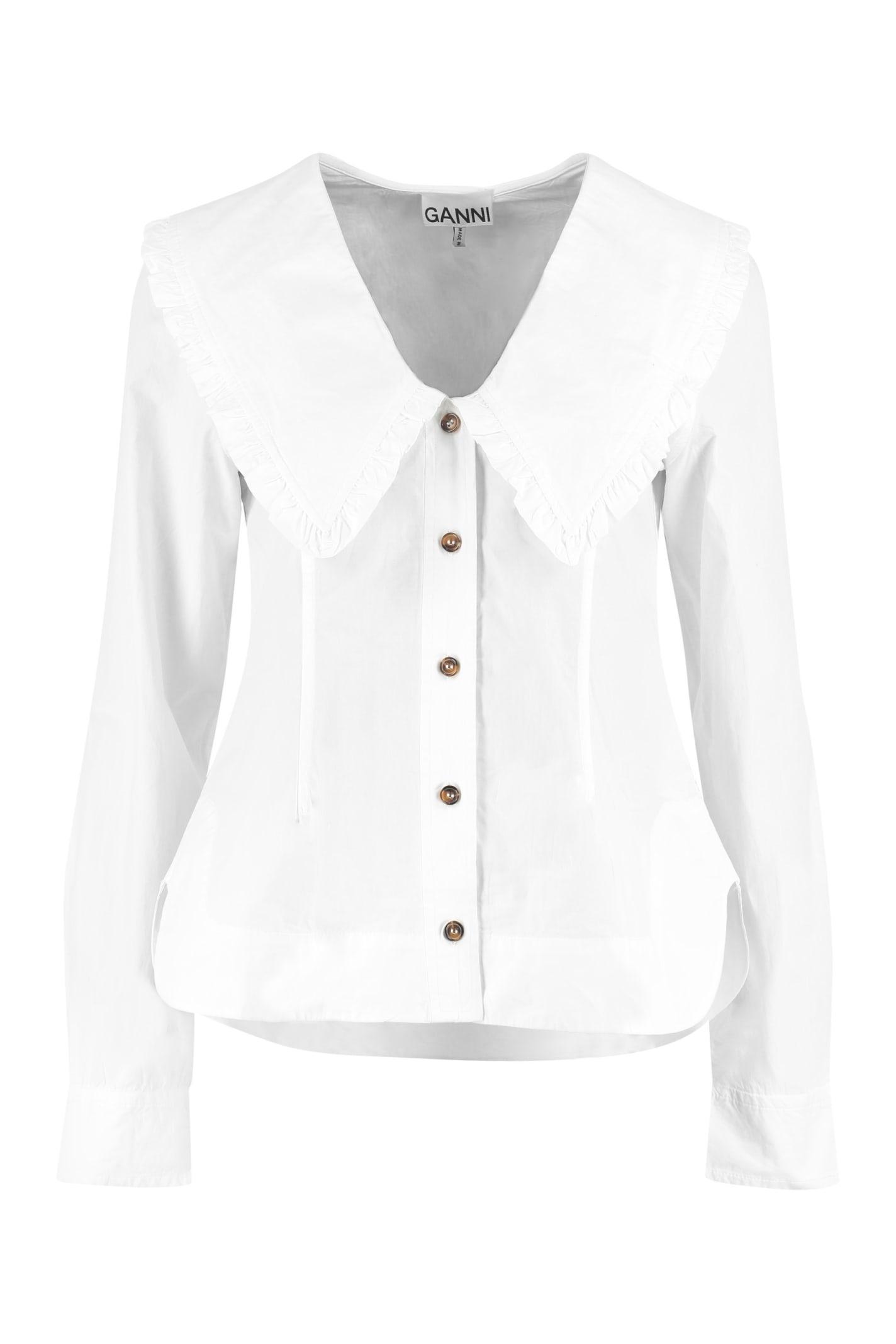 ganni maxi collar cotton shirt