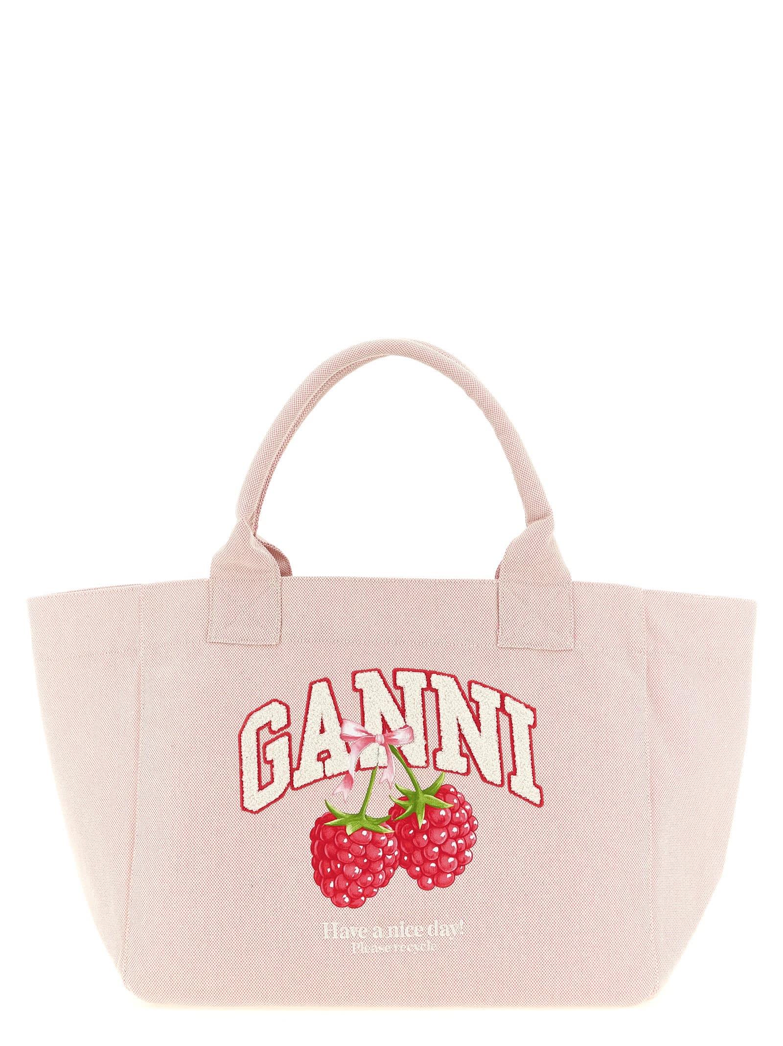 ganni medium raspberry shopping bag