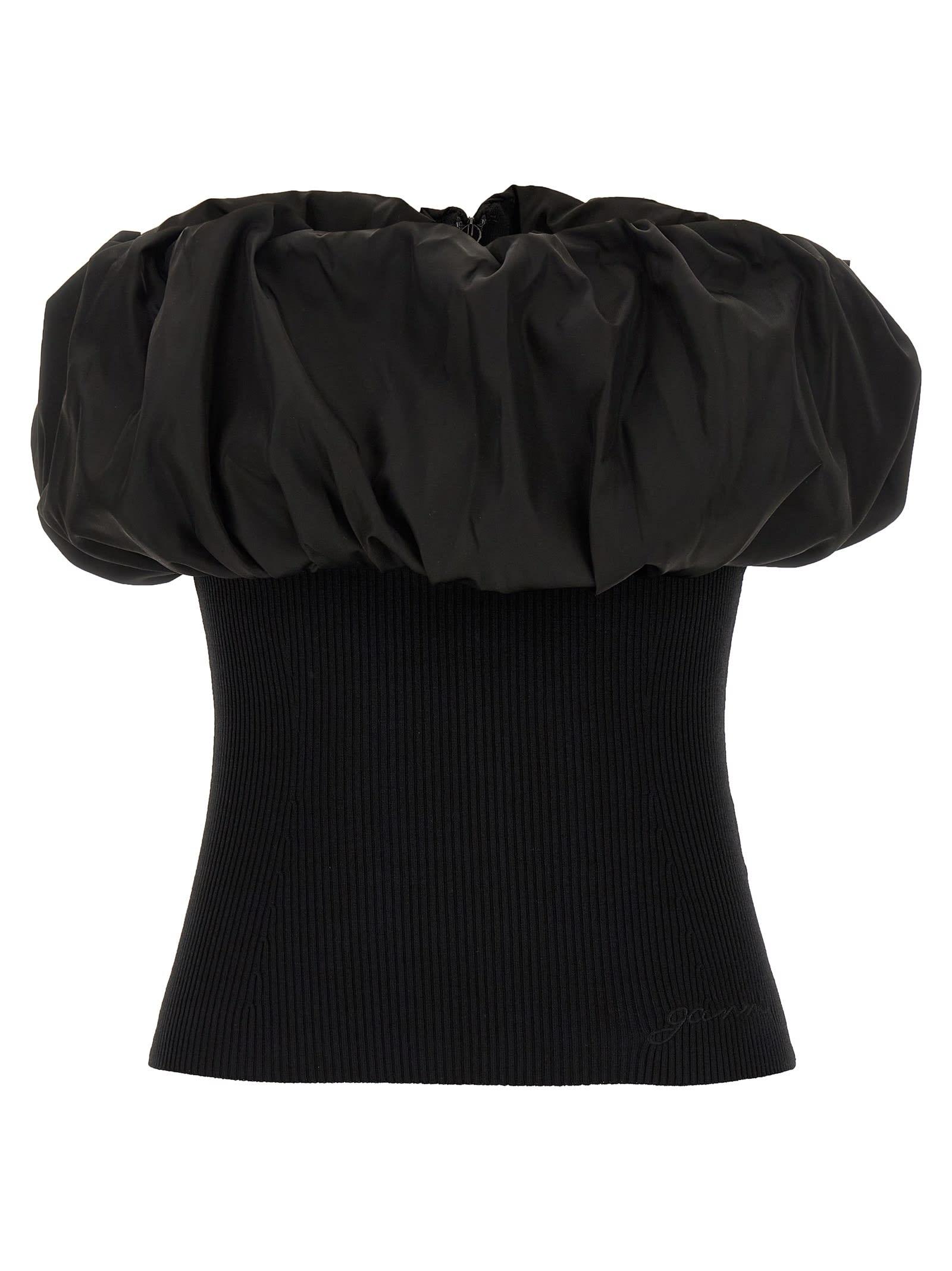ganni melange knit top