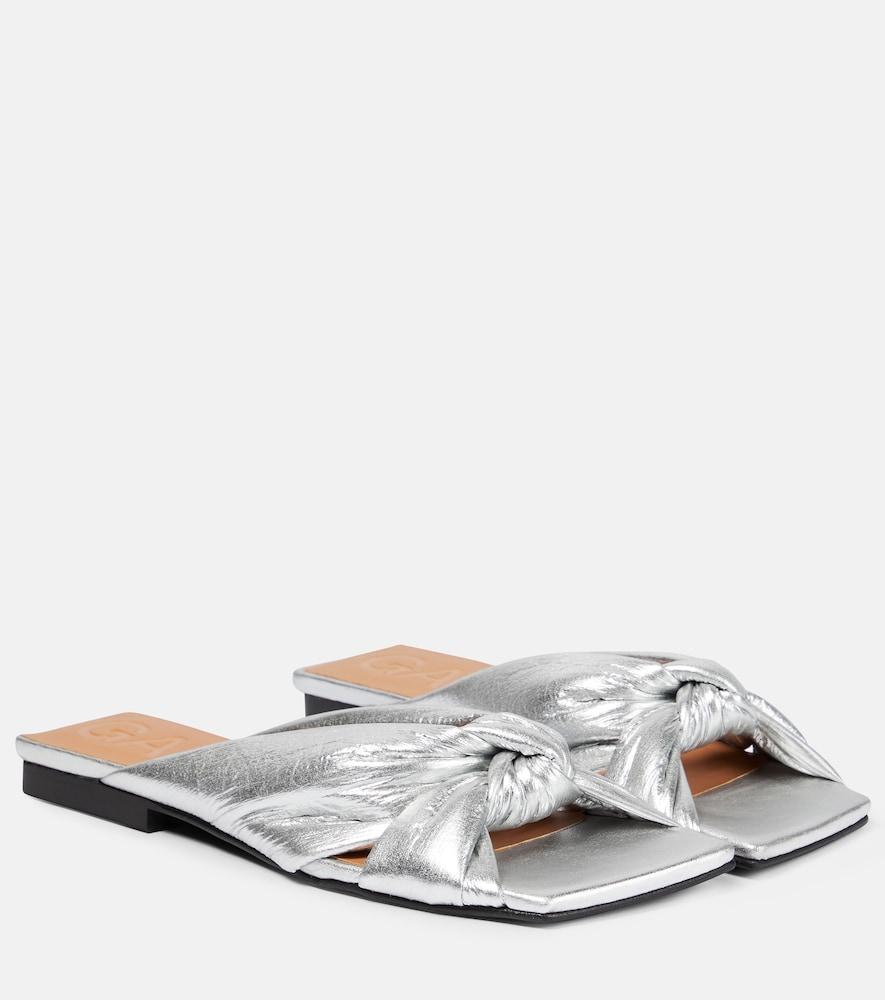 ganni metallic padded sandals