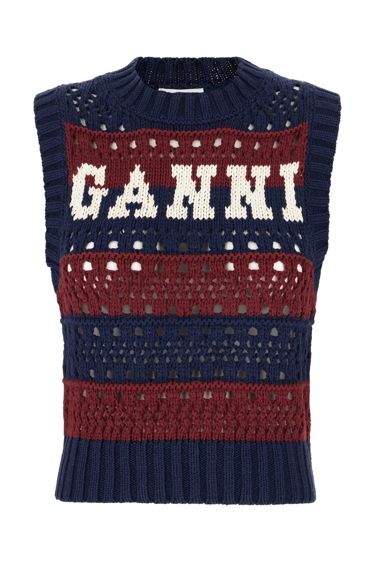 ganni multicolor cotton and polyester vest