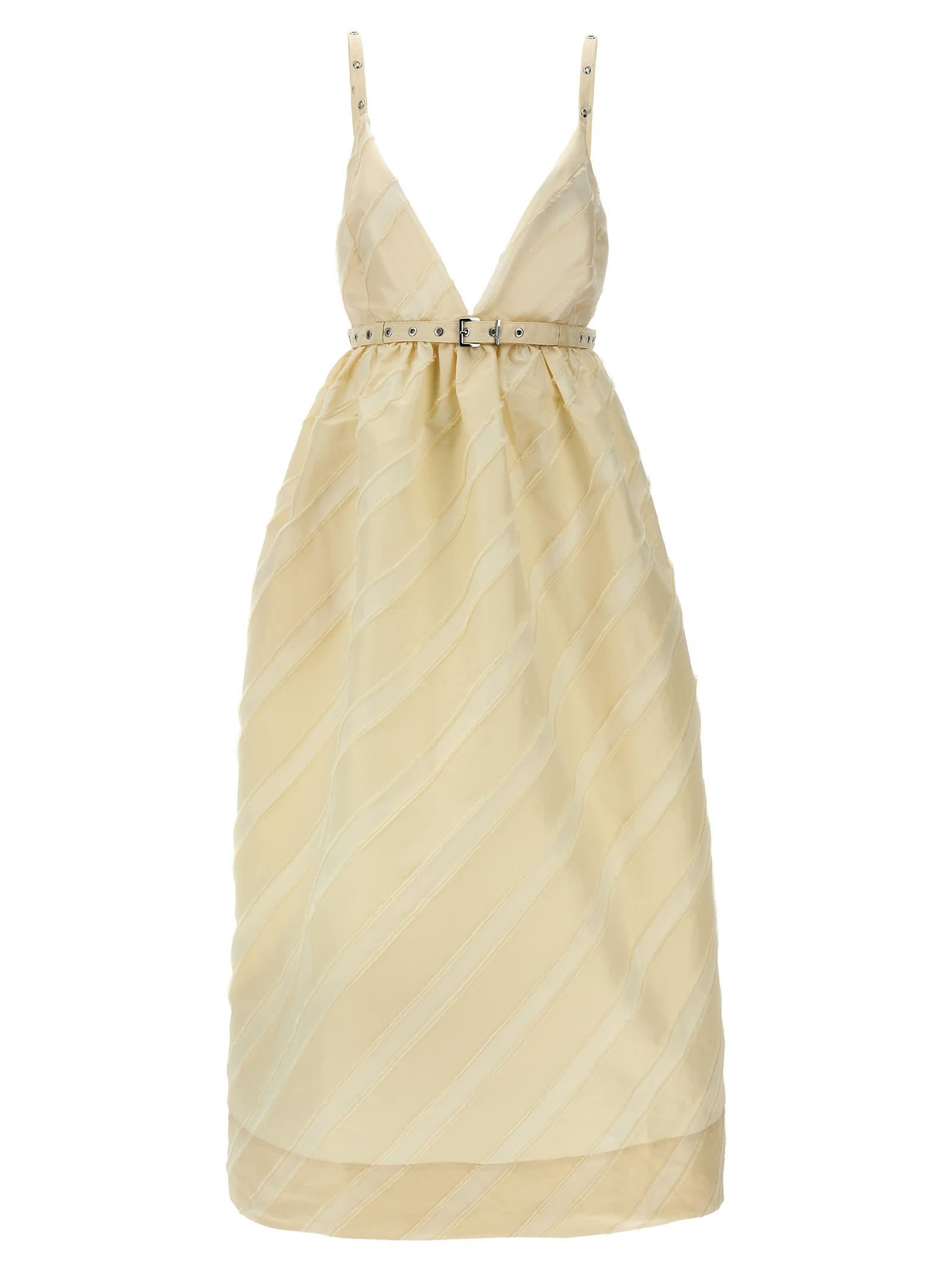 ganni off-white stripe strap dress