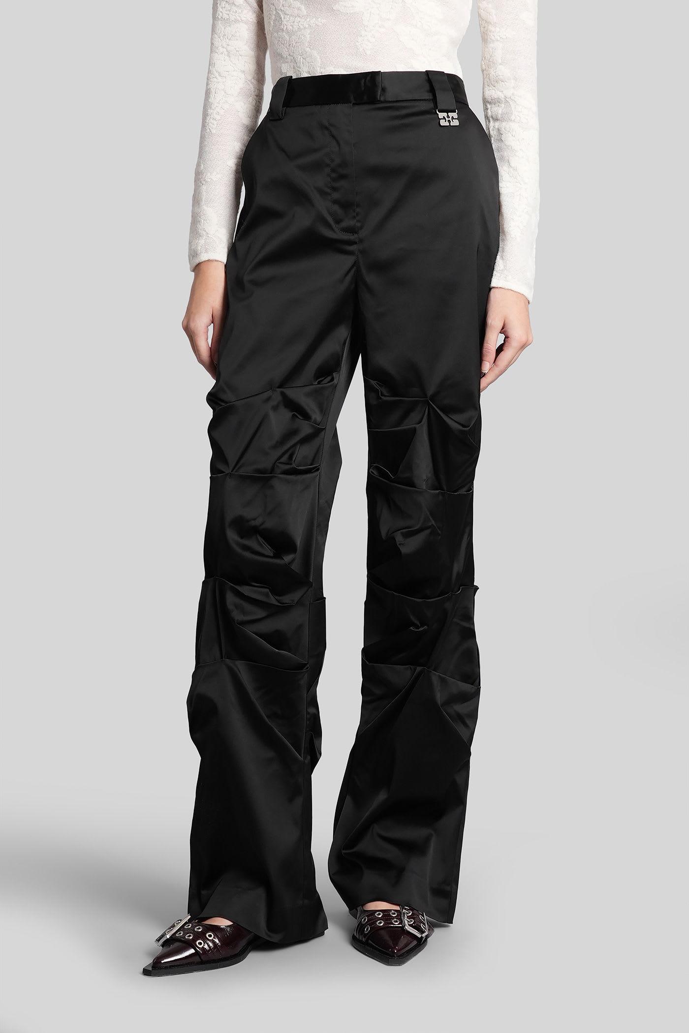 ganni pants in black acetate
