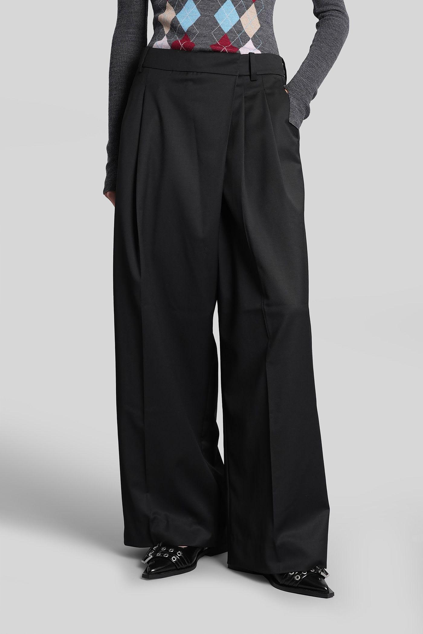 ganni pants in black polyester