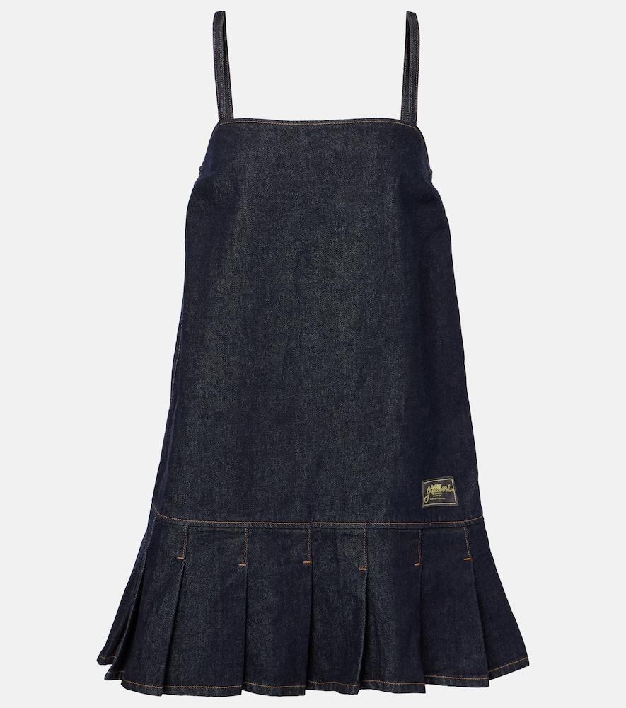 ganni pleated denim minidress