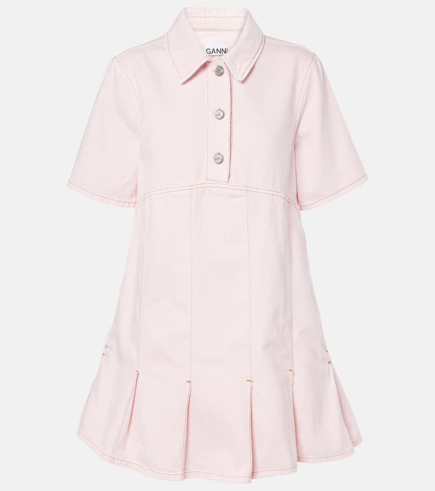 ganni pleated denim shirt dress