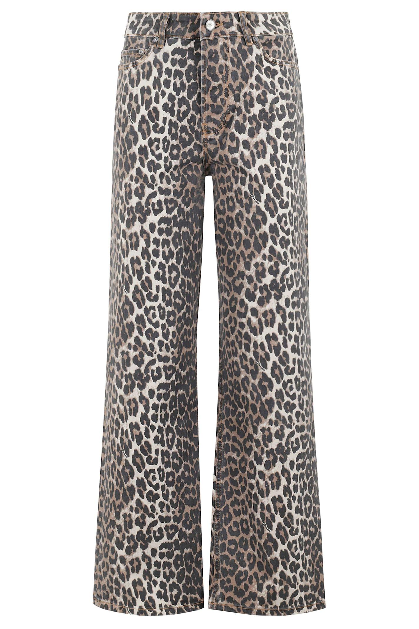 ganni print denim izey leopard
