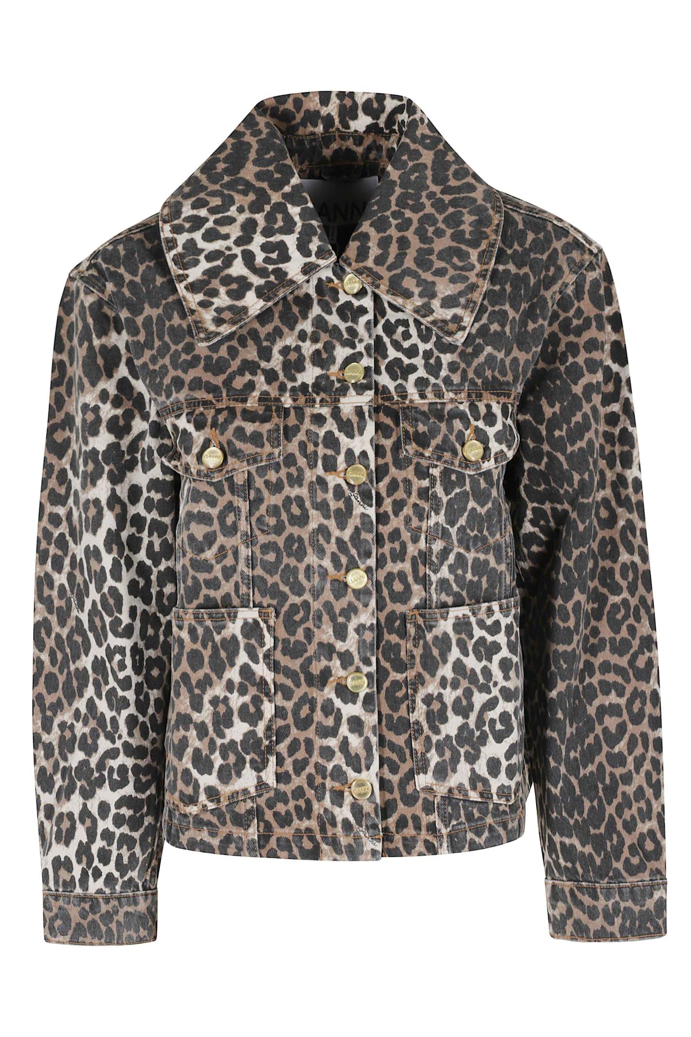 ganni print denim jacket