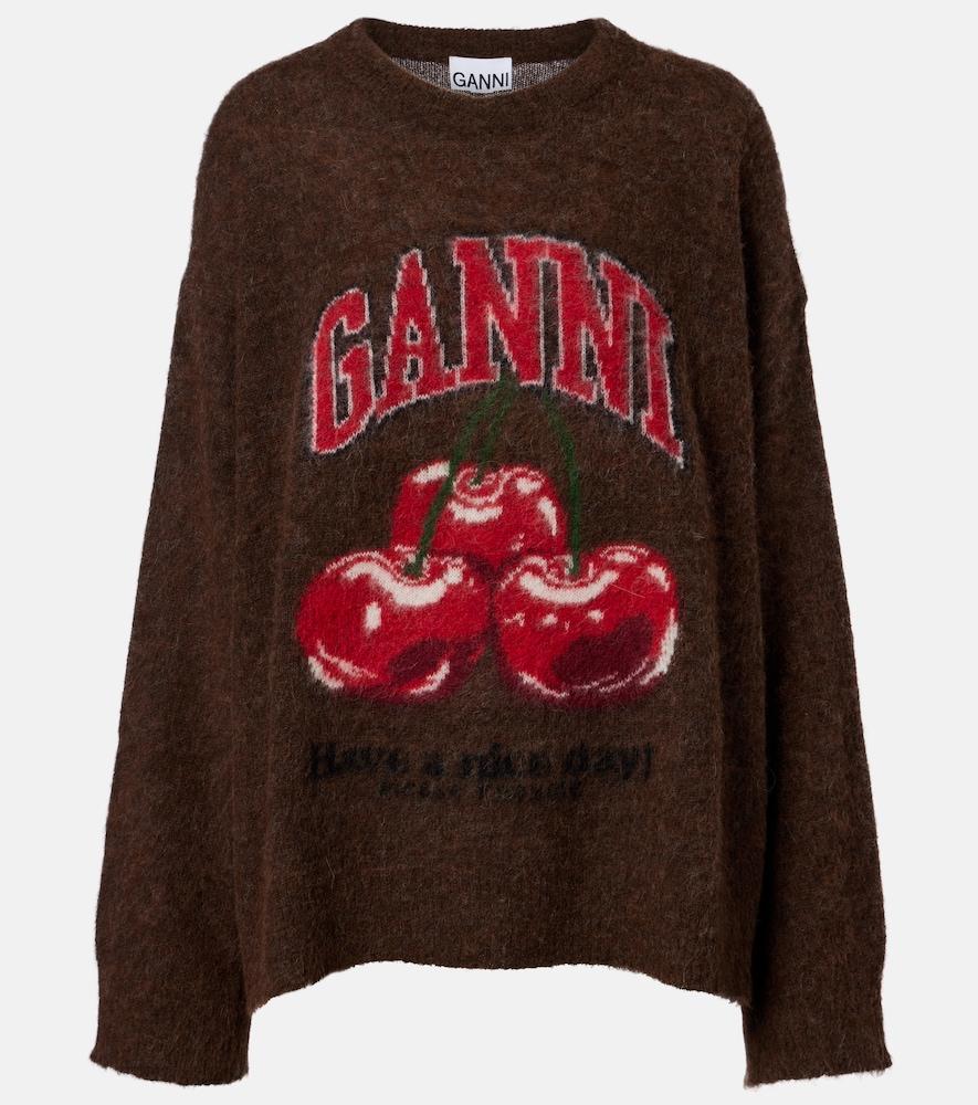 ganni printed alpaca and wool