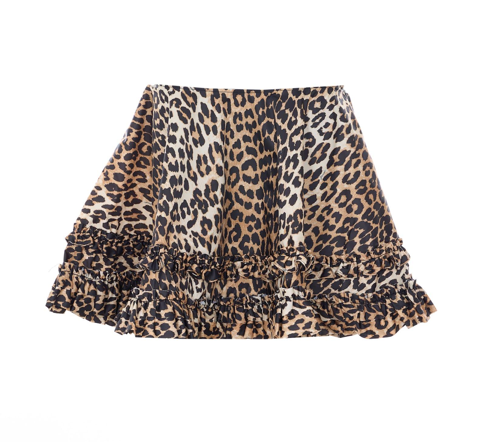 ganni printed duchesse skirt