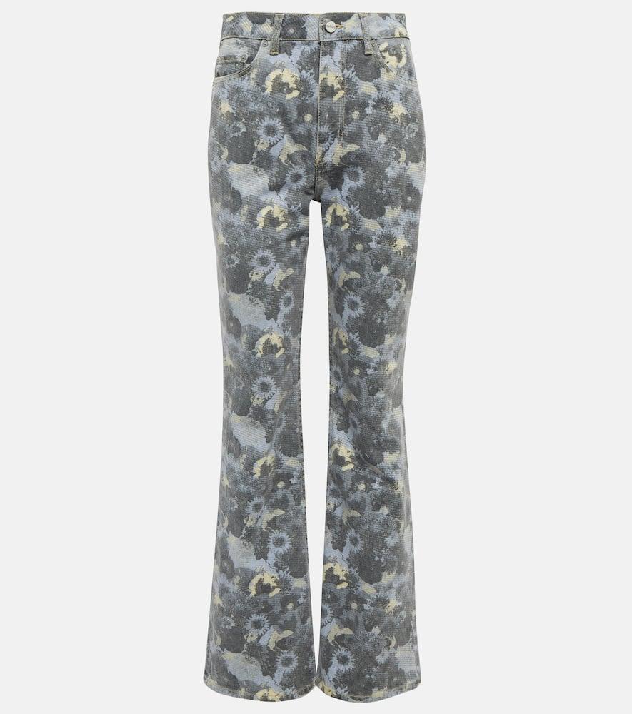 ganni printed flare jeans