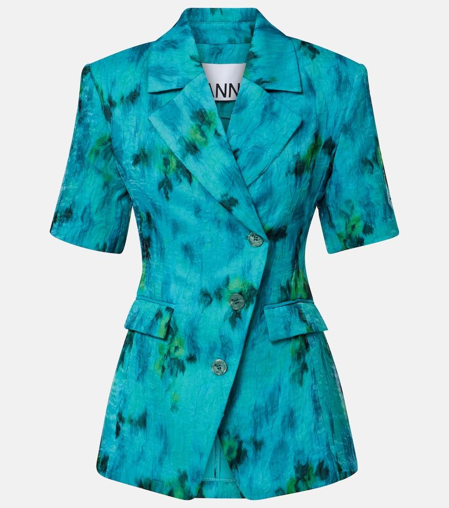ganni printed organza blazer