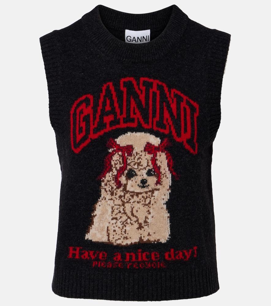 ganni printed wool