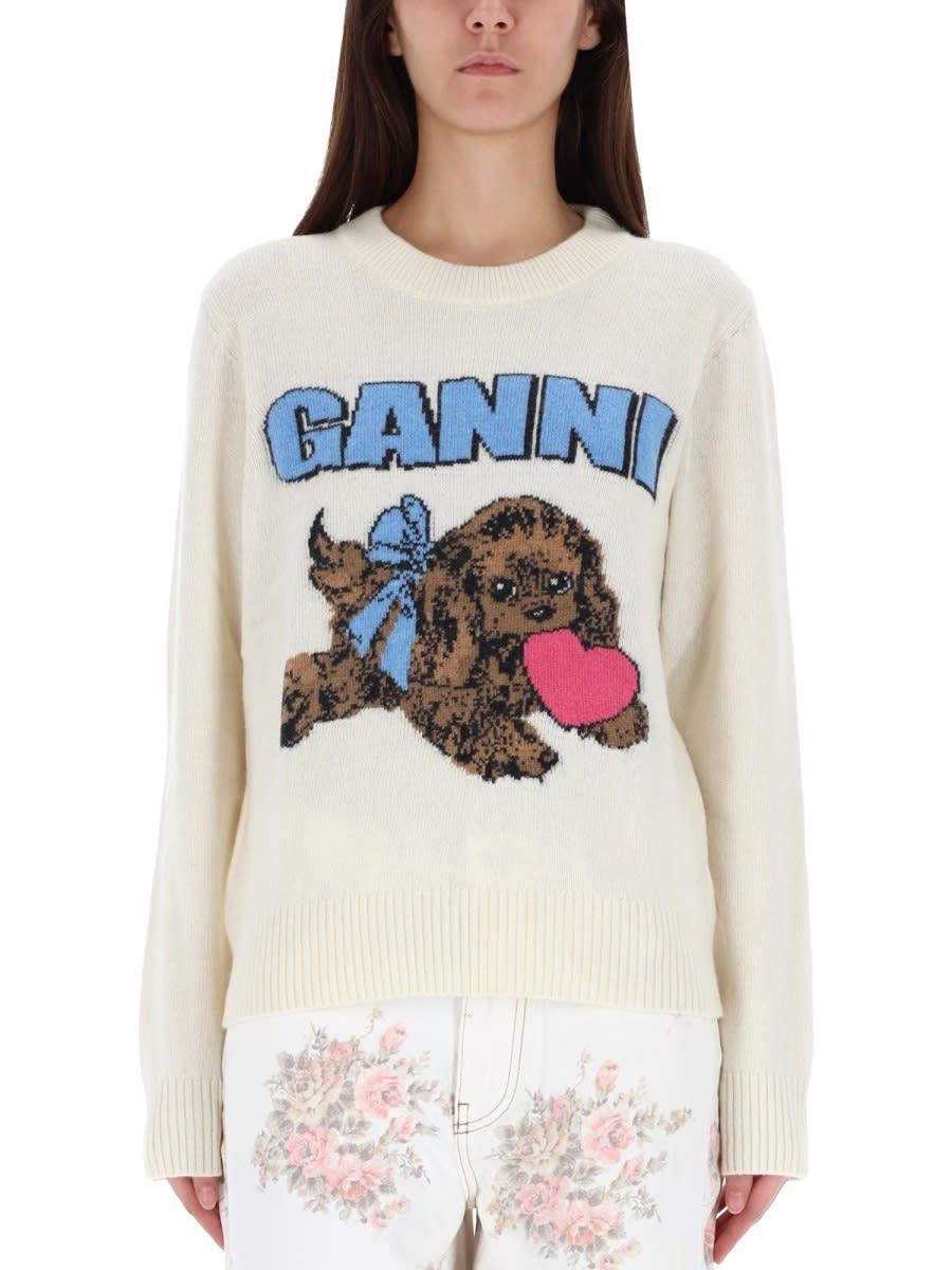 ganni puppy shirt