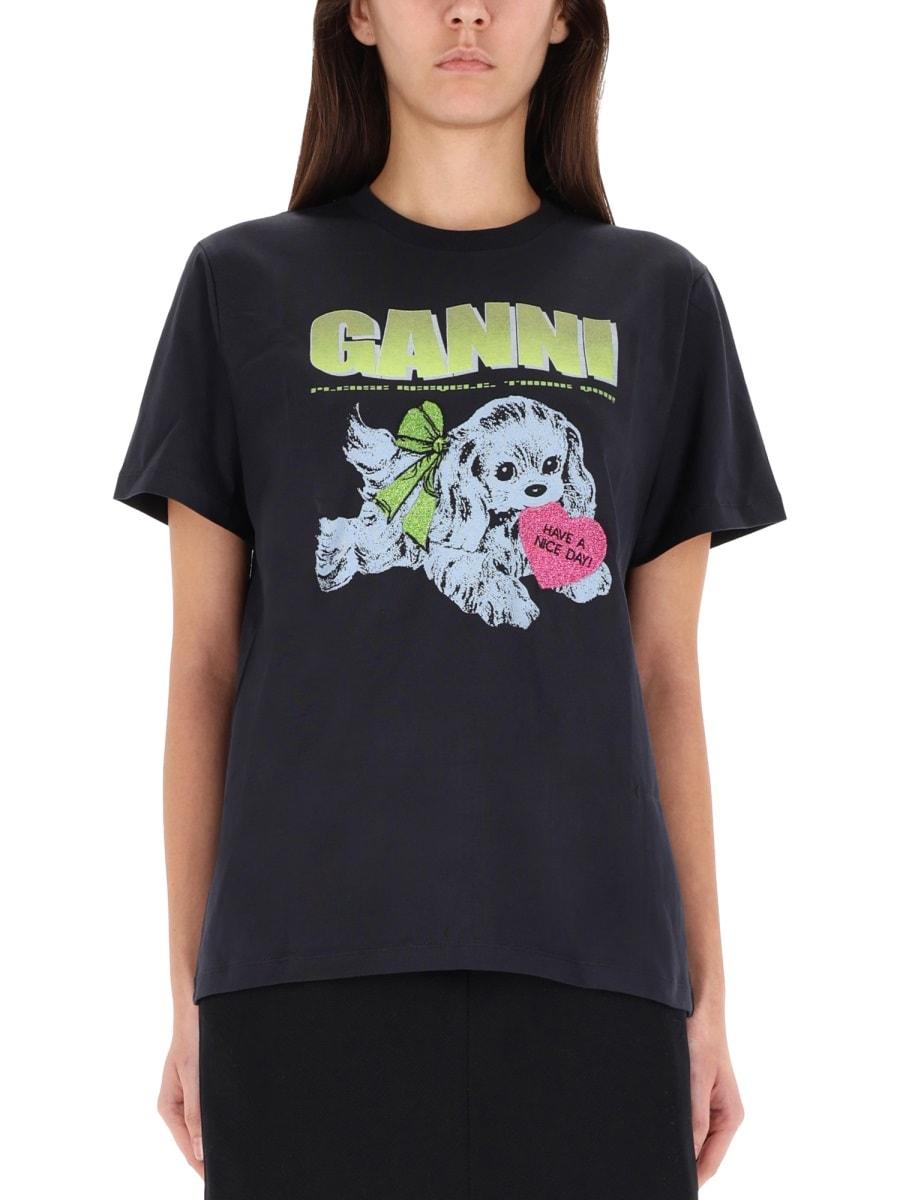ganni puppy t-shirt