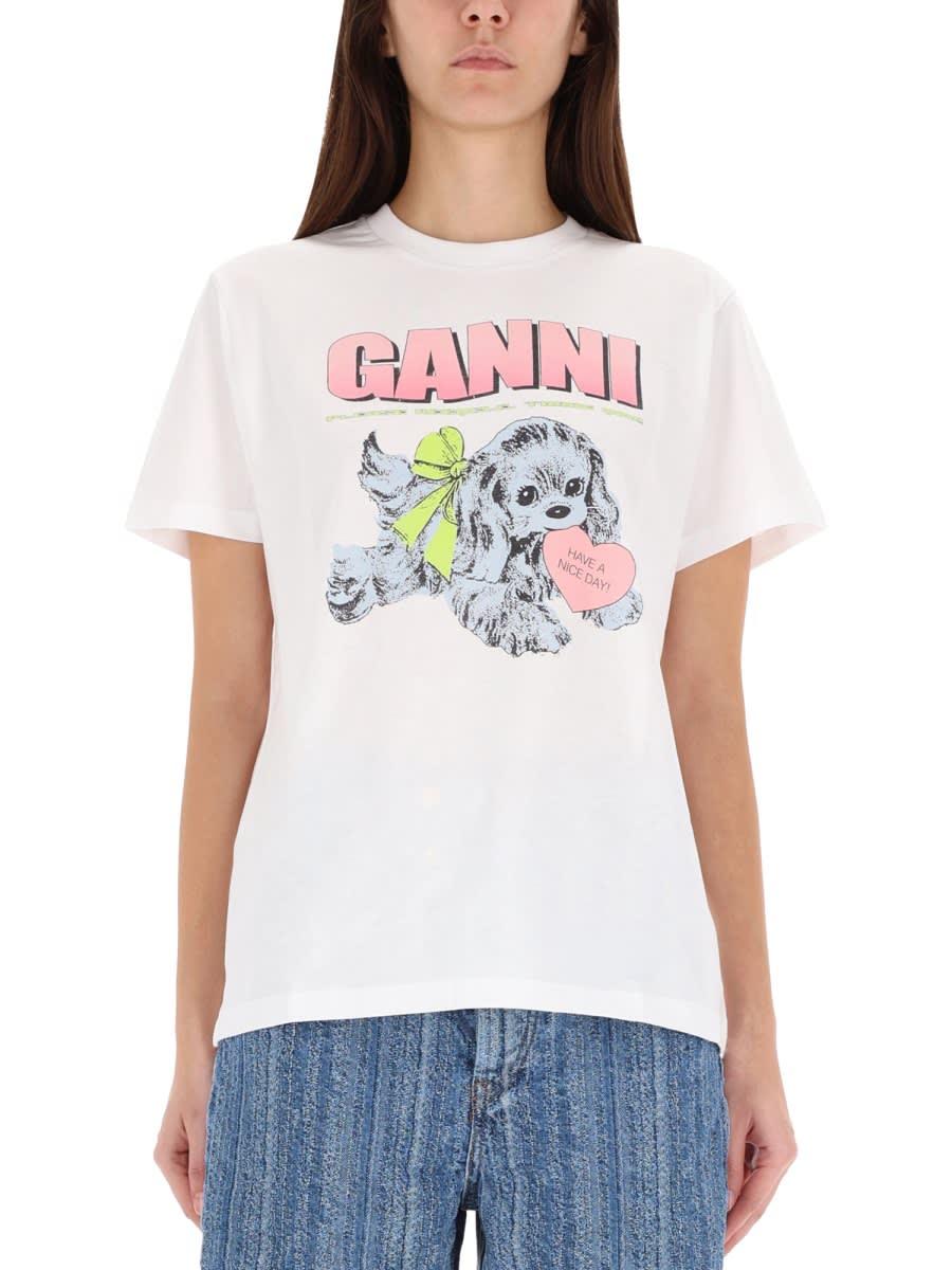 ganni puppy t-shirt