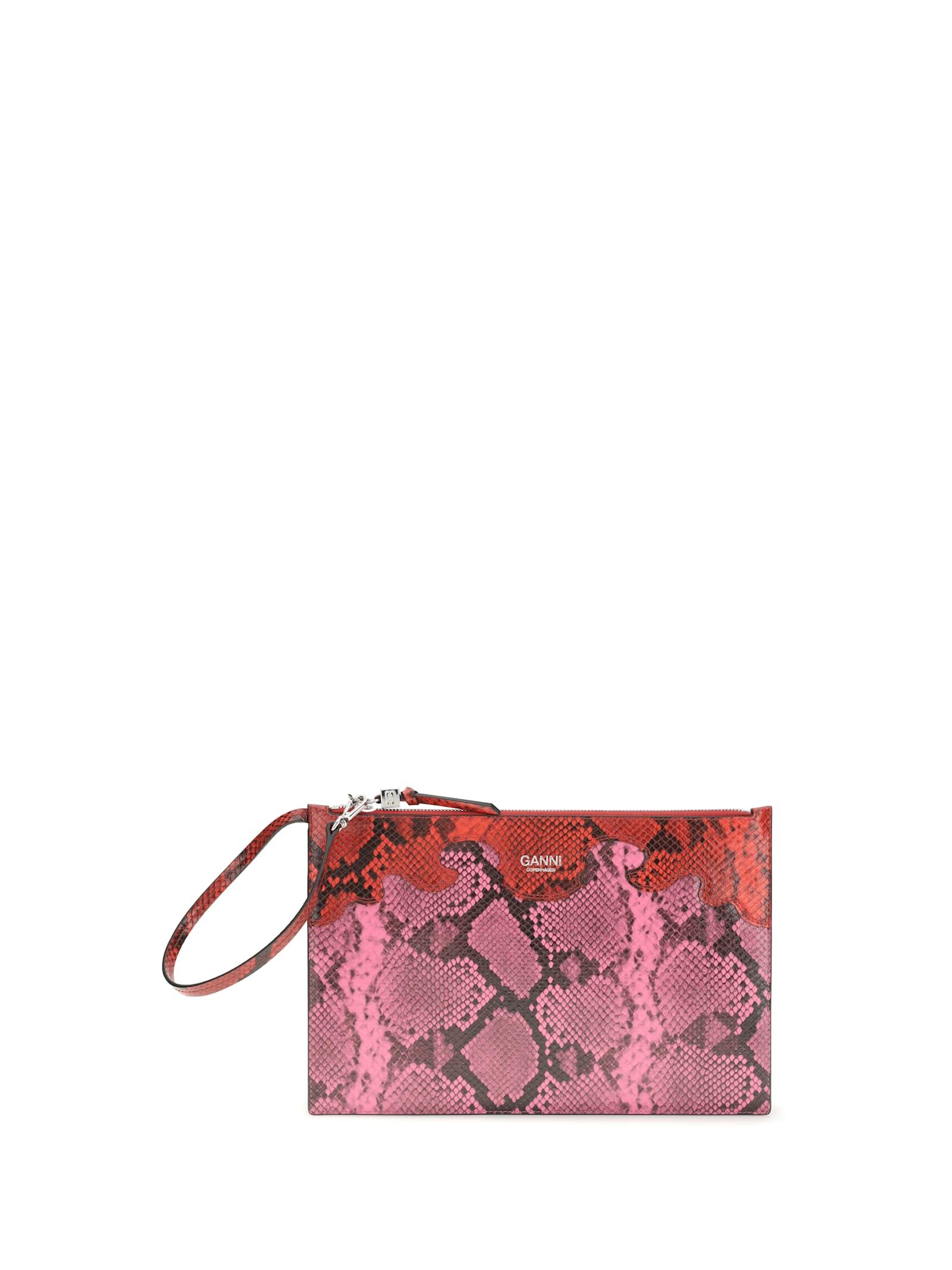 ganni python print pouch