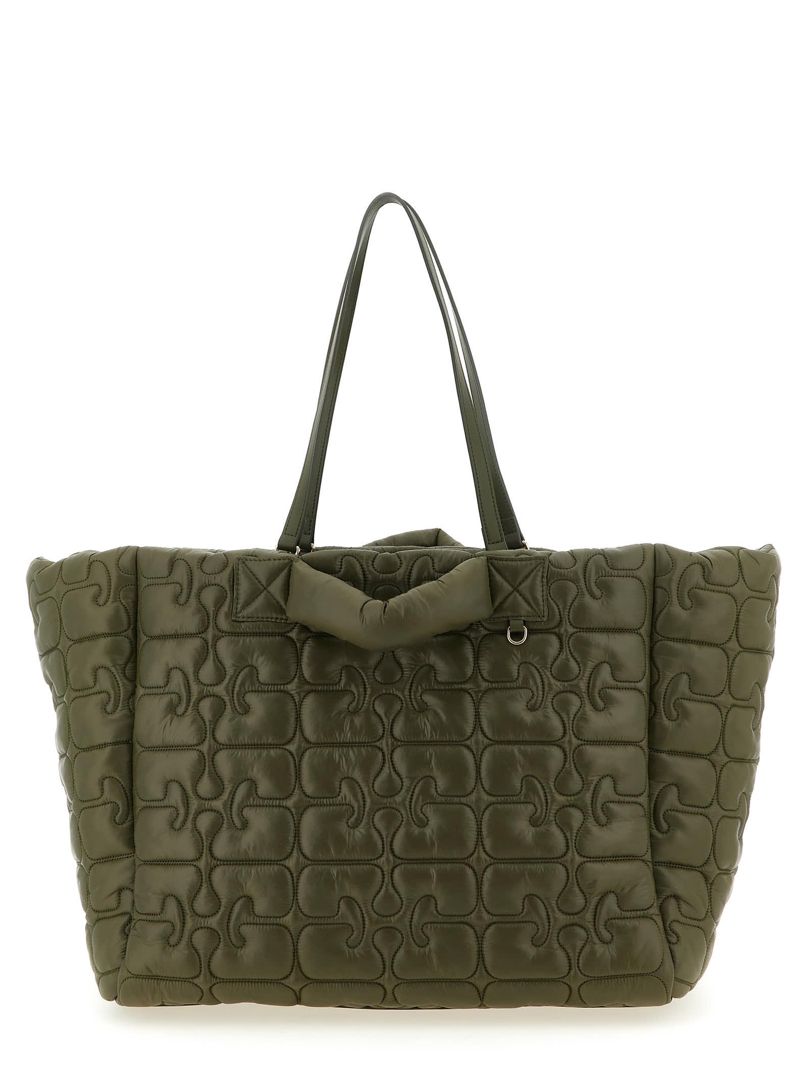 ganni quilted re-tech xxl tote shopping bag