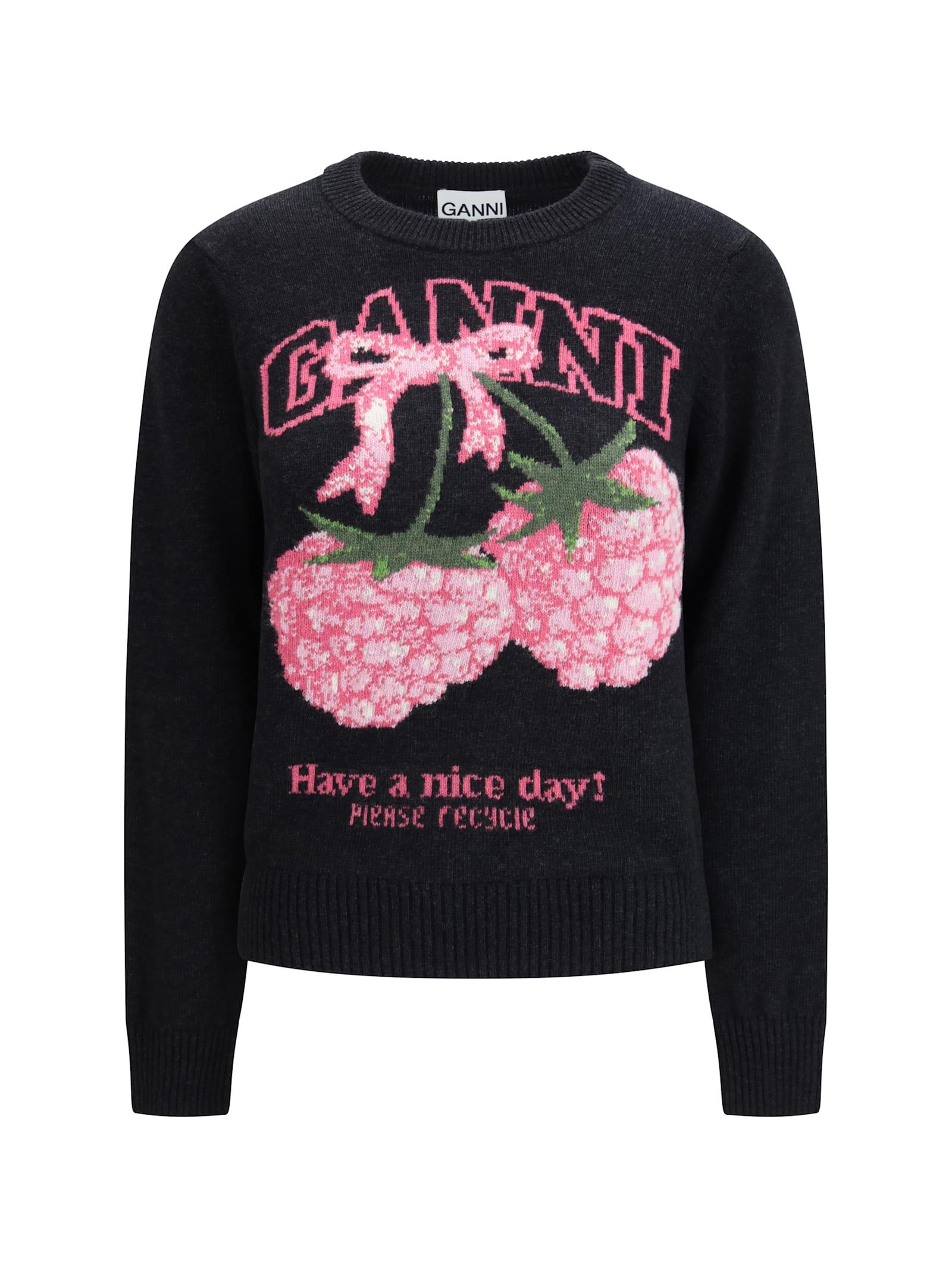 ganni raspberry detail sweater