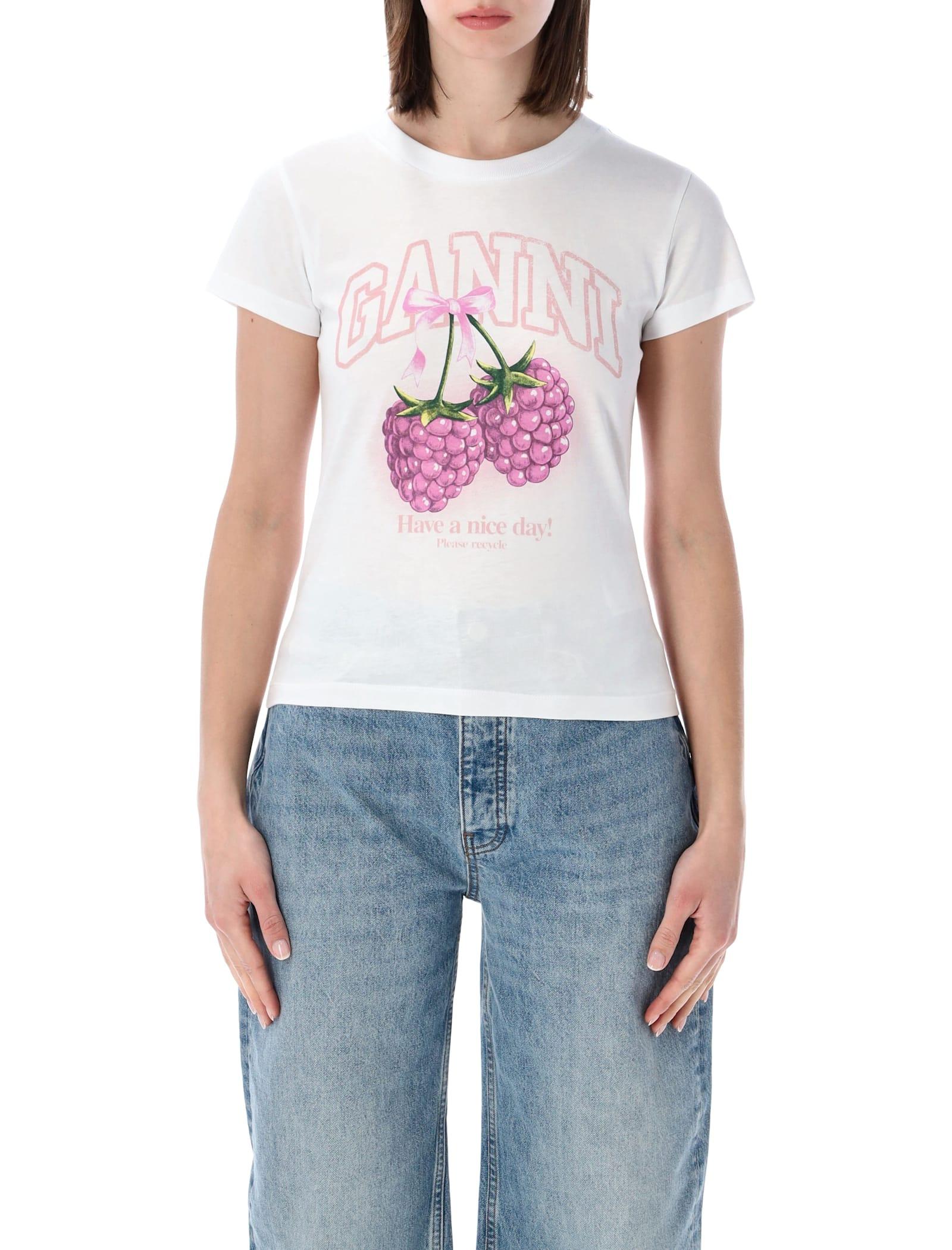 ganni raspberry logo baby t-shirt