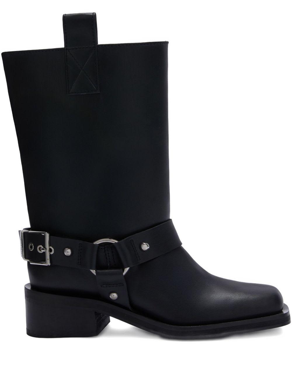 ganni recycled leather biker boots