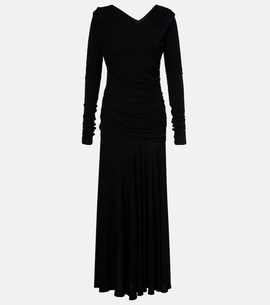 ganni ruched maxi dress