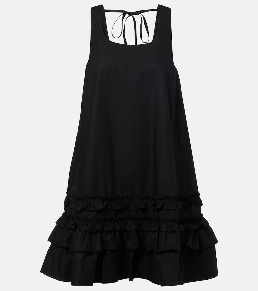 ganni ruffled cotton poplin minidress