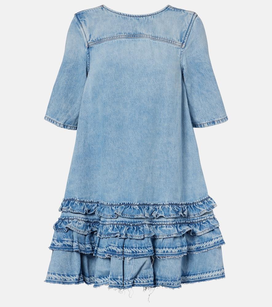 ganni ruffled denim minidress
