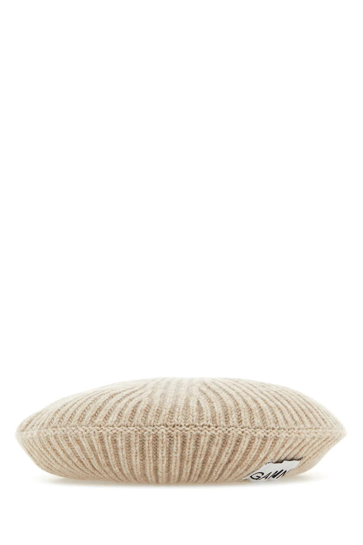 ganni sand wool blend beret