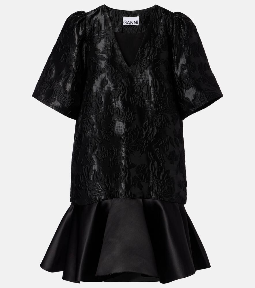 ganni satin cloqué minidress