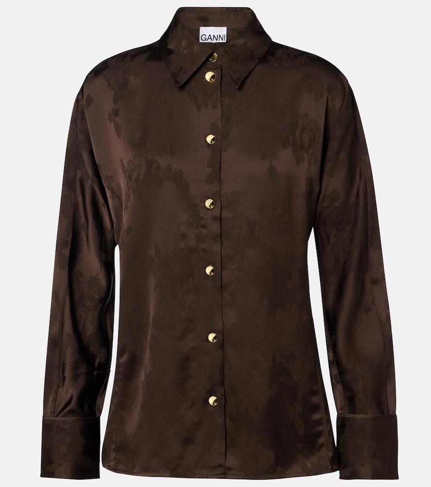ganni satin jacquard shirt
