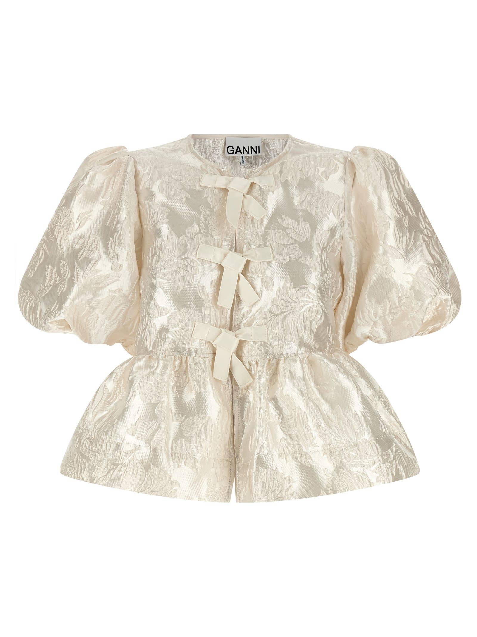 ganni satin peplum blouse