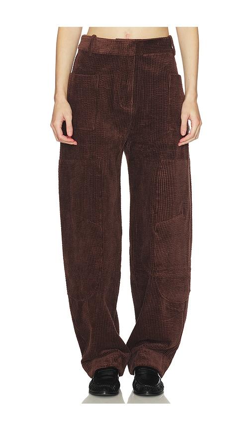ganni seersucker corduroy pant in brown.