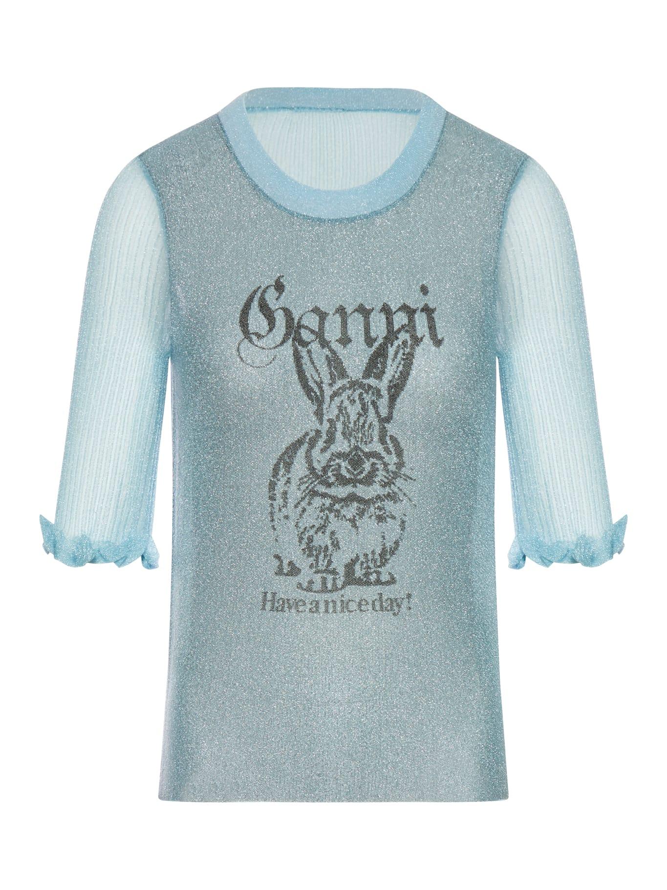 ganni sheer jacquard top