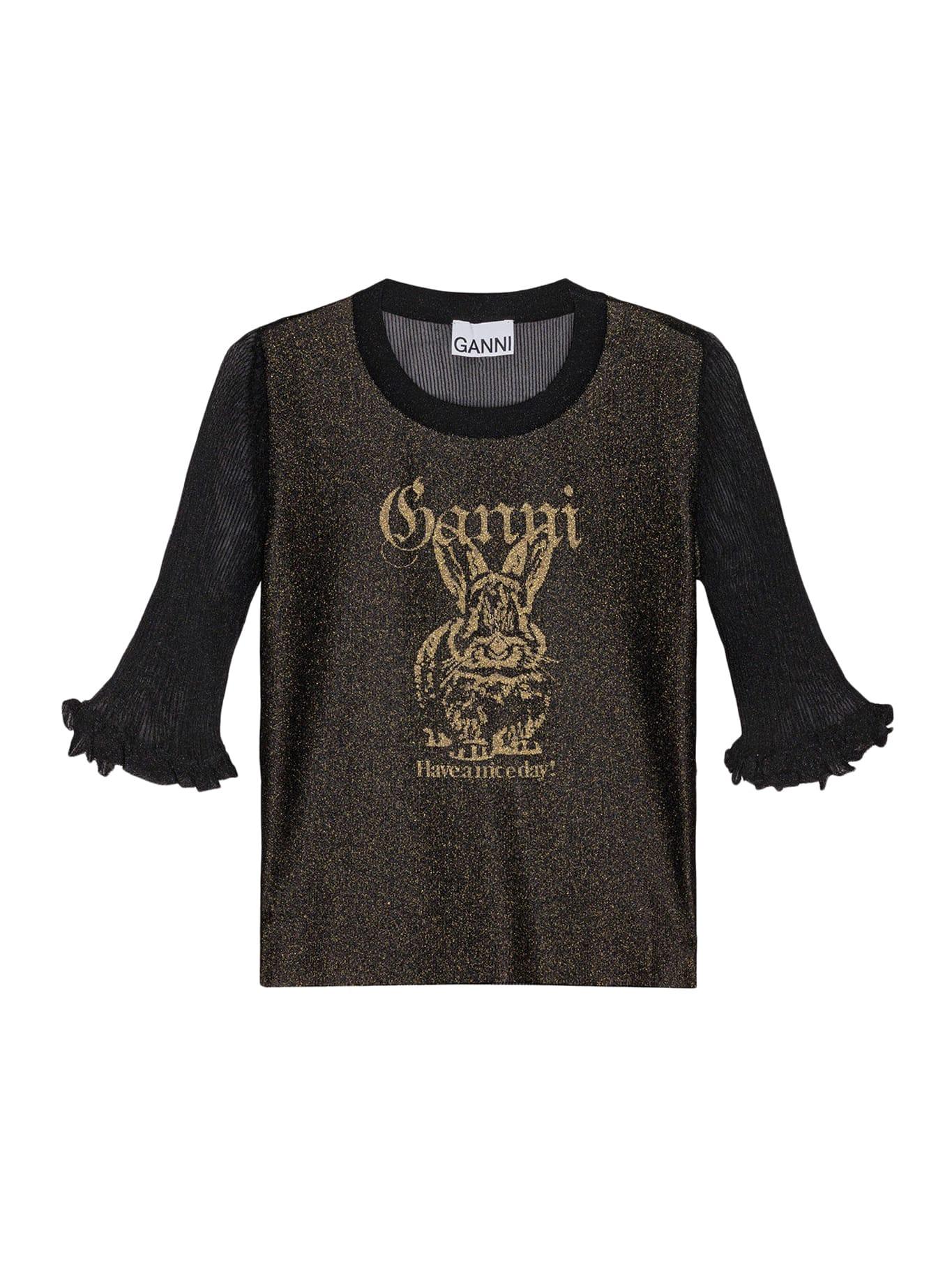 ganni sheer jacquard top