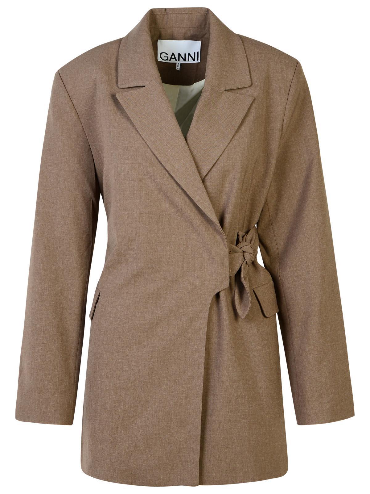 ganni shiitake viscose blend blazer
