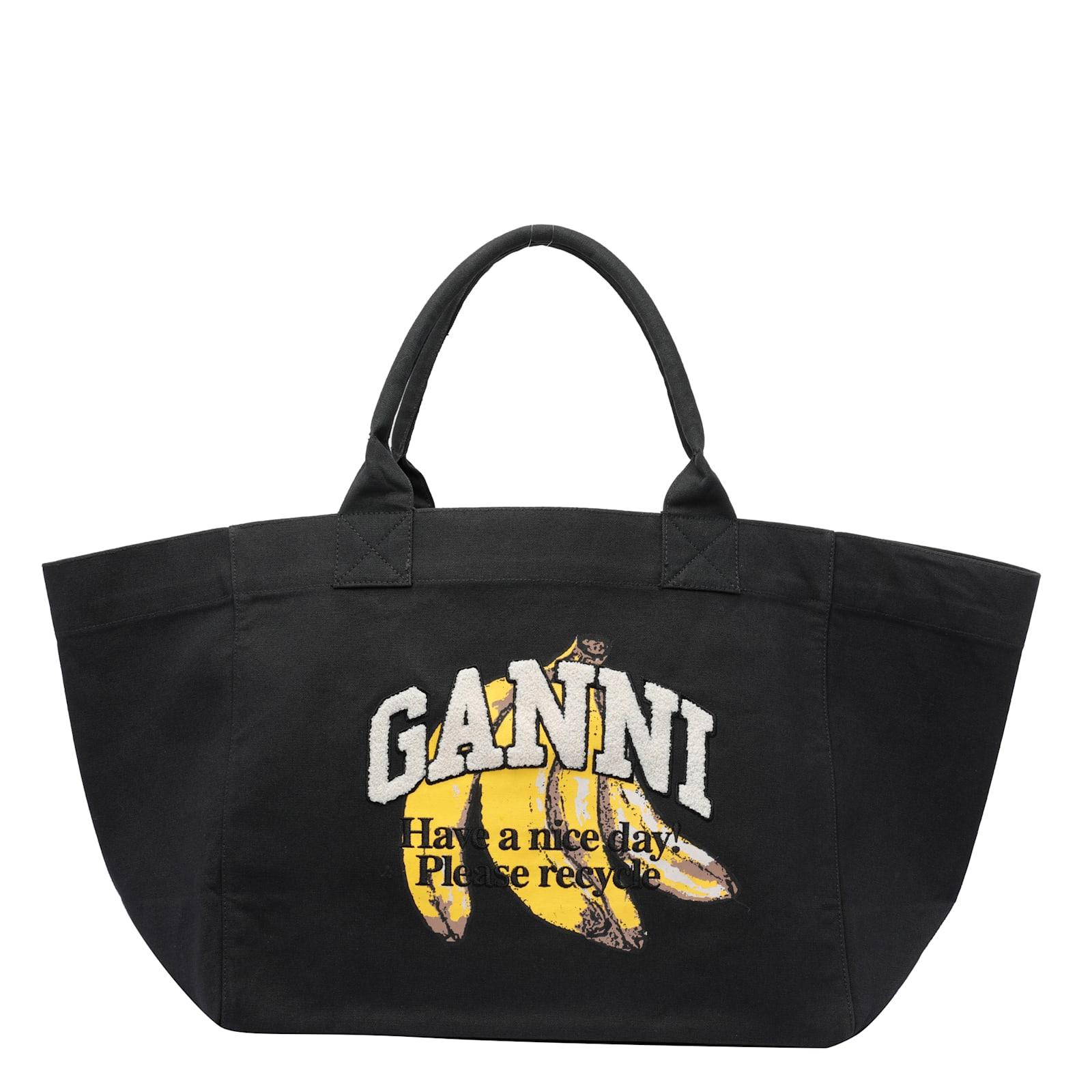 ganni shopper xxl banana print bag