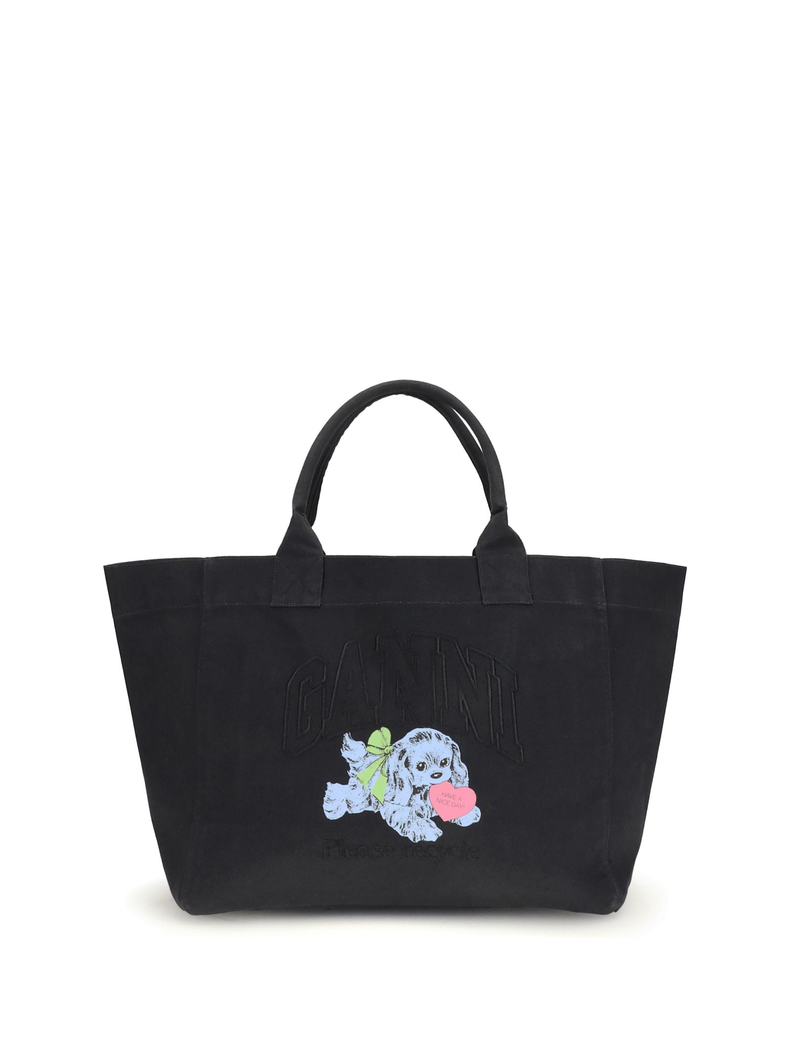 ganni shopper xxl pocket dog print