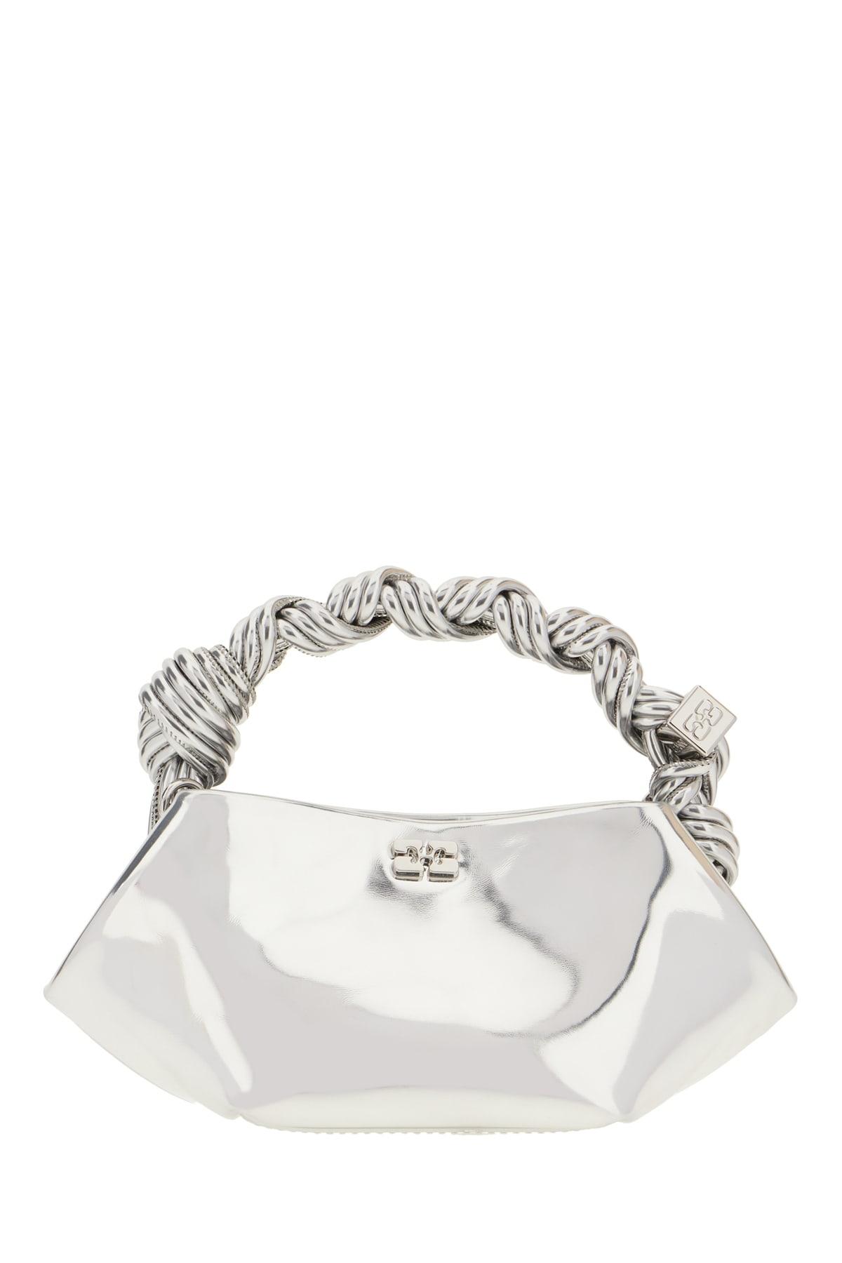 ganni silver synthetic leather handbag