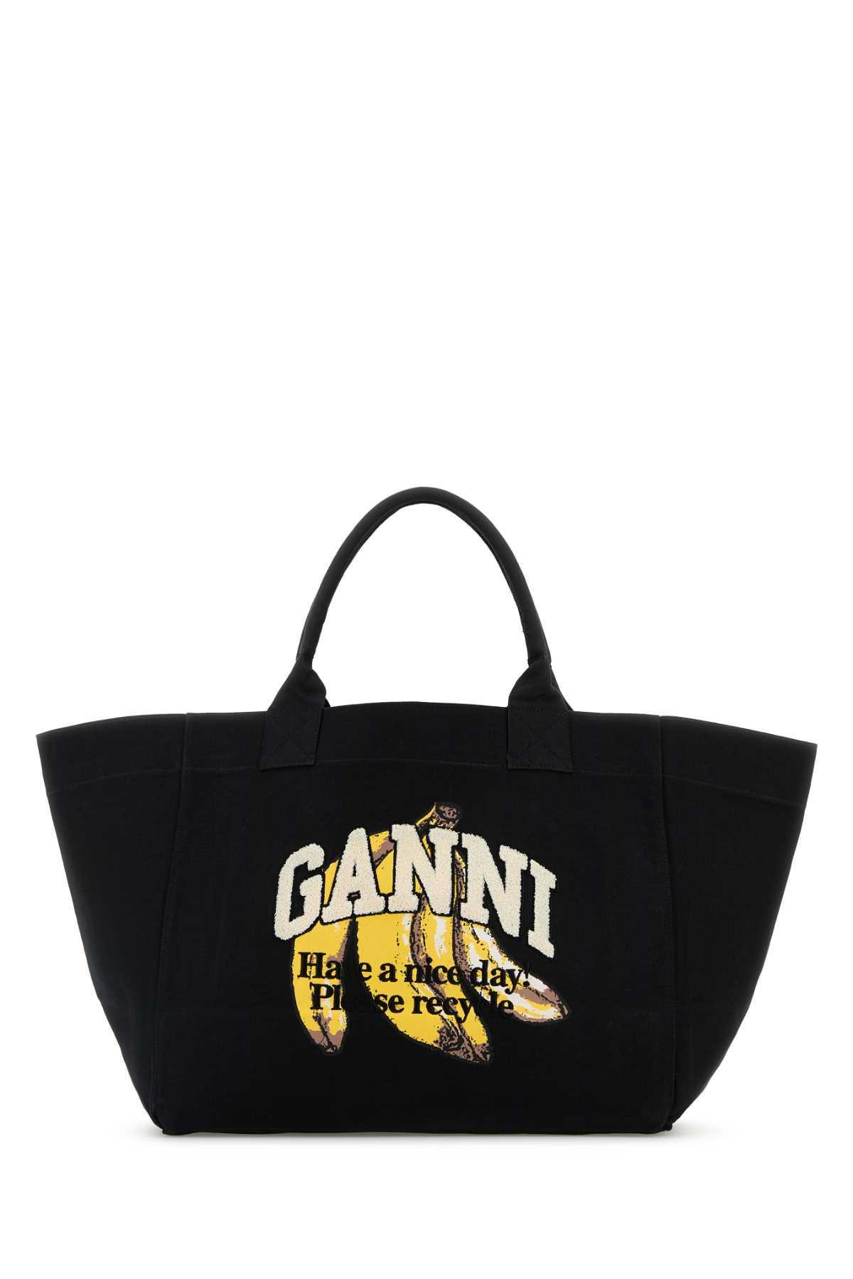 ganni slate canvas shopping bag