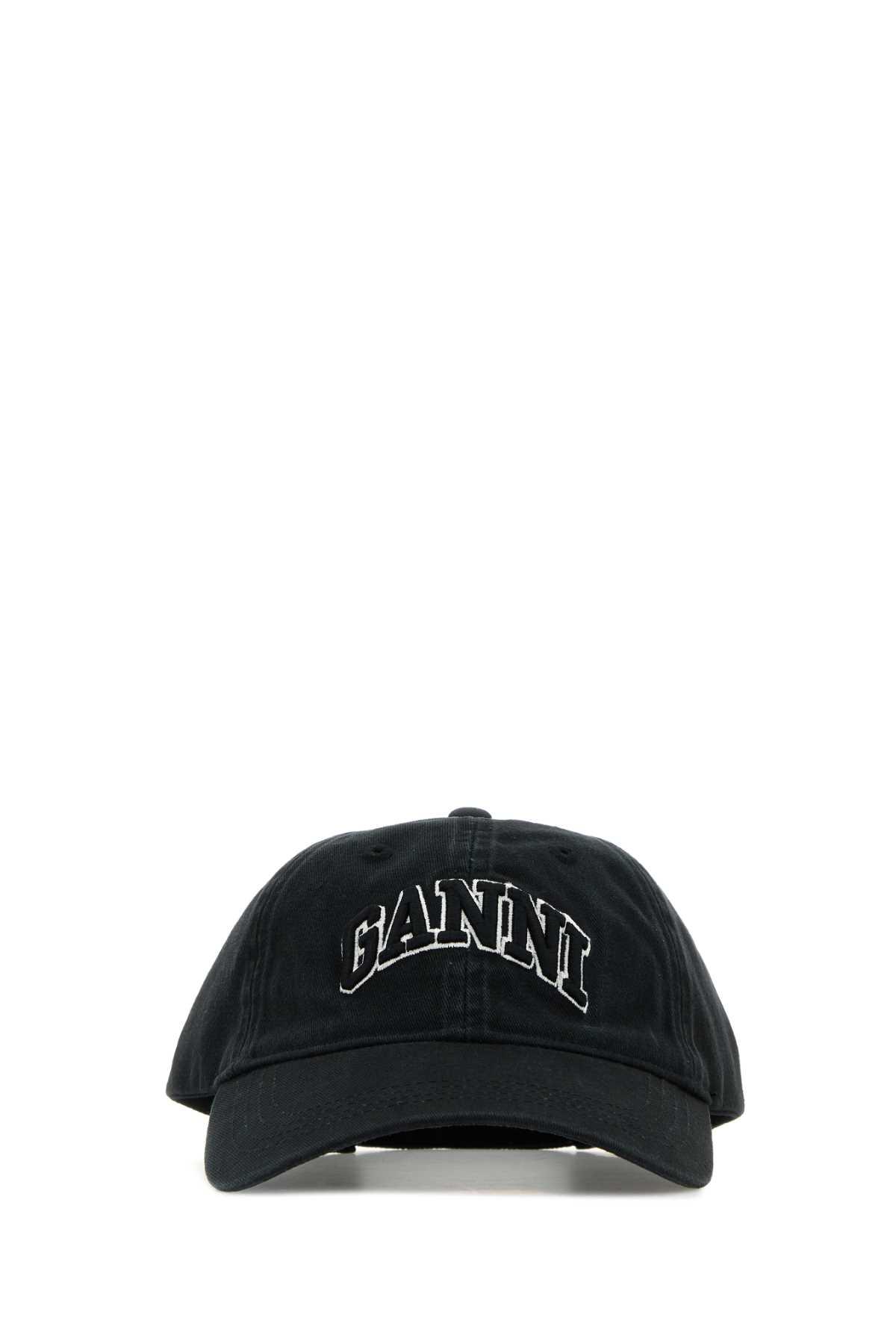 ganni slate cotton baseball cap